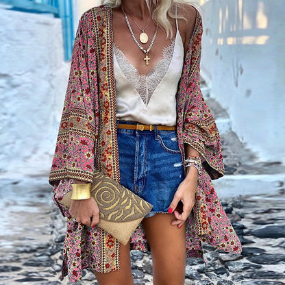 Cardigan Boho élégant Femme Motif Tendance