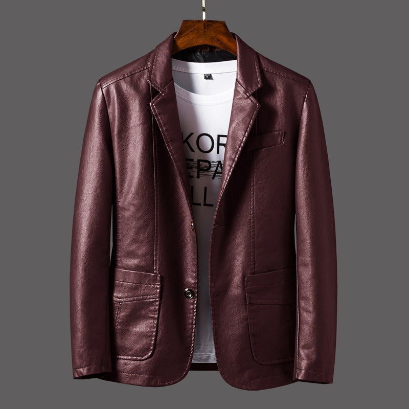Blouson en cuir pour homme, style col classique