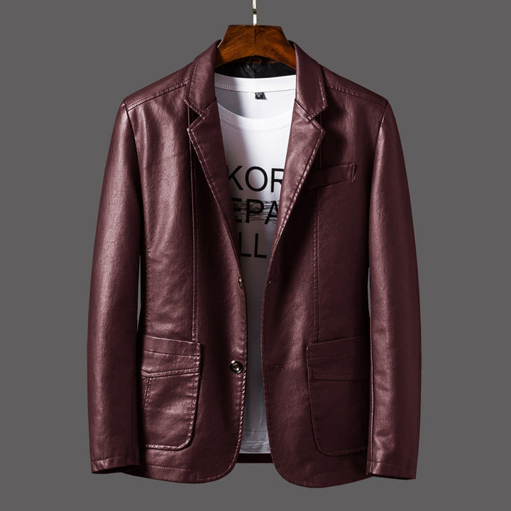 Blouson en cuir pour homme, style col classique