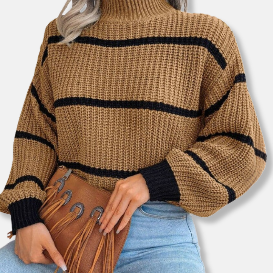Pull en tricot doux, rayé, classique, coupe ample