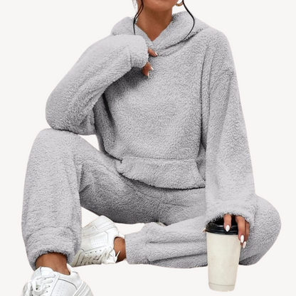 Damen Fleece Trainingsanzug Bequem Sportlich - IdealeKleiden
