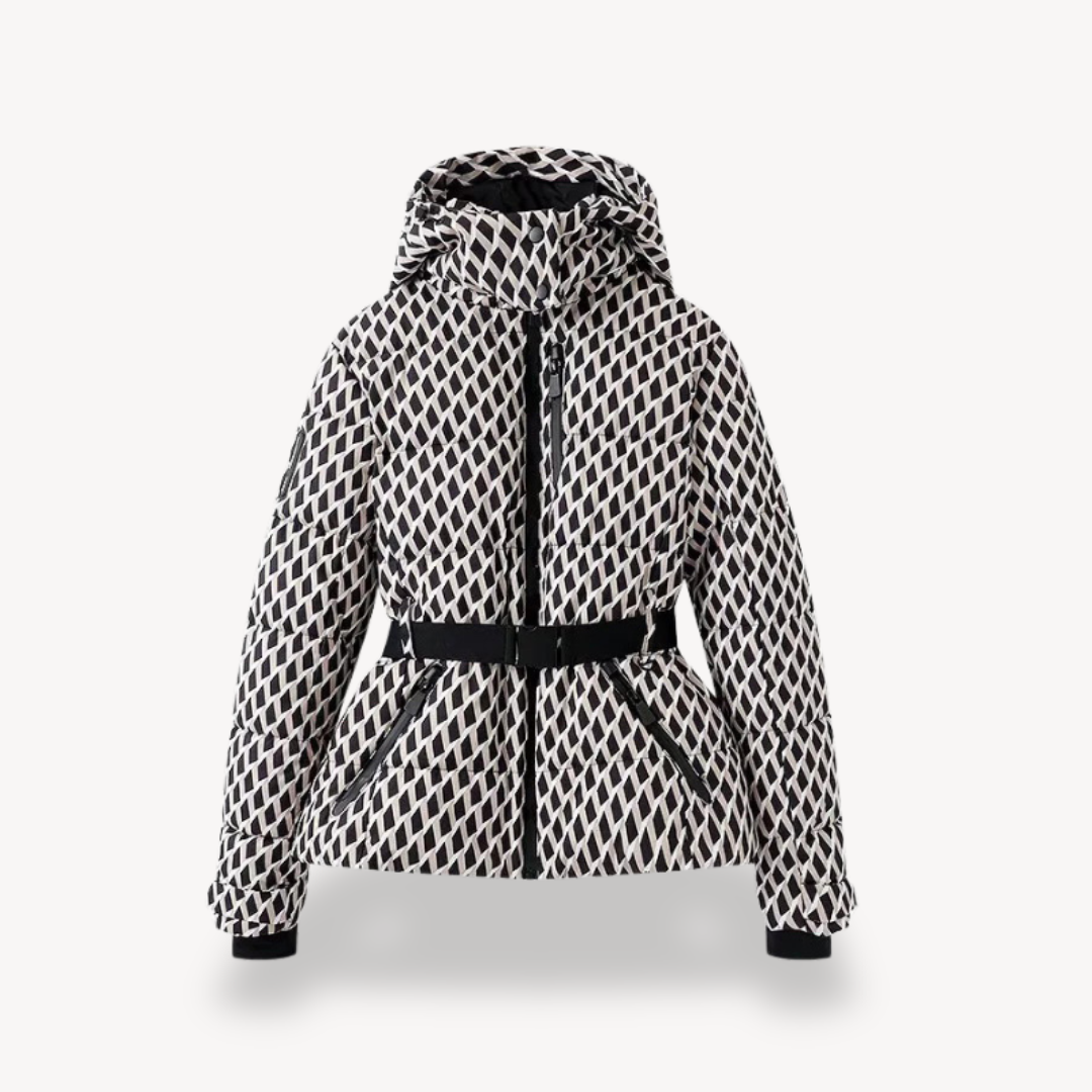 Parka matelassé à capuche pour femme avec ceinture-sacoche