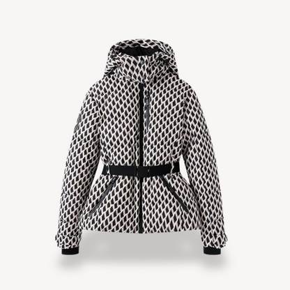 Parka matelassé à capuche pour femme avec ceinture-sacoche