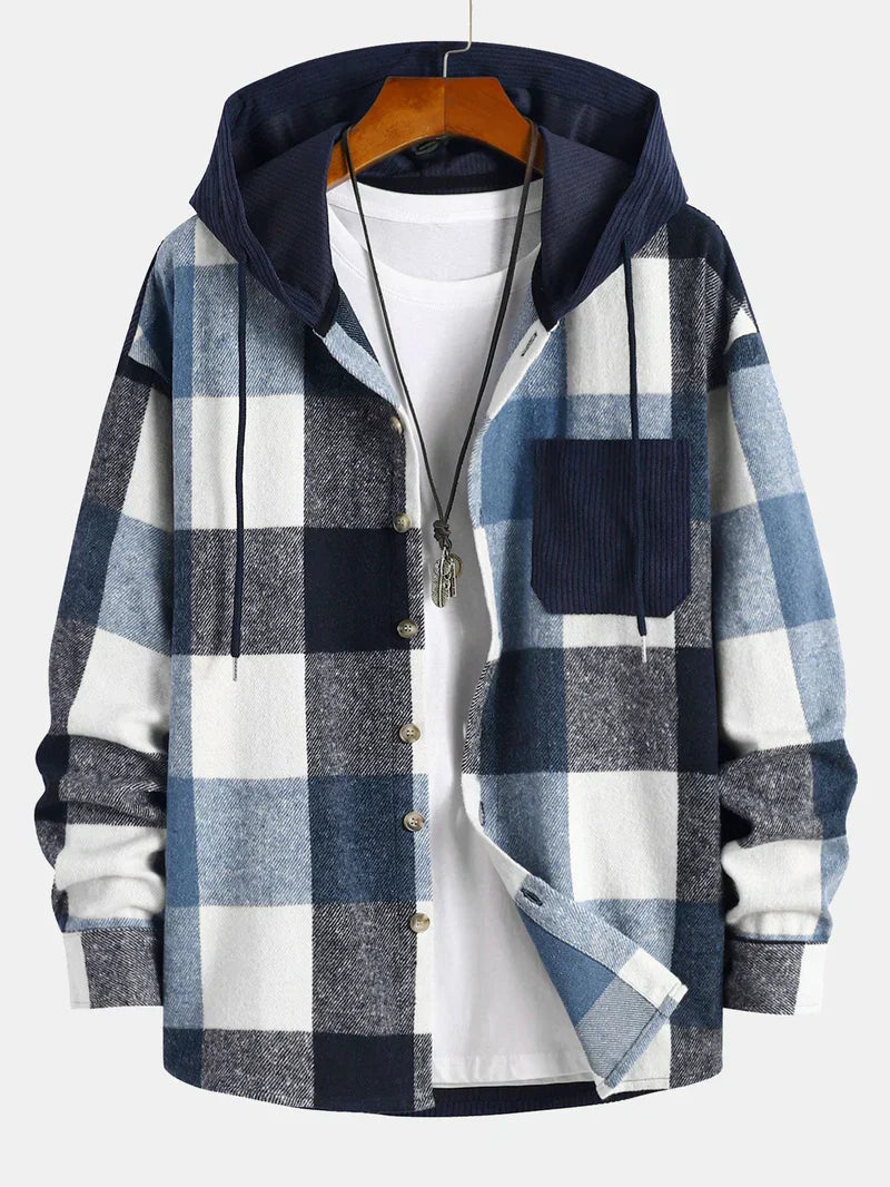 Chemise à capuche confortable en flanelle coupe décontractée