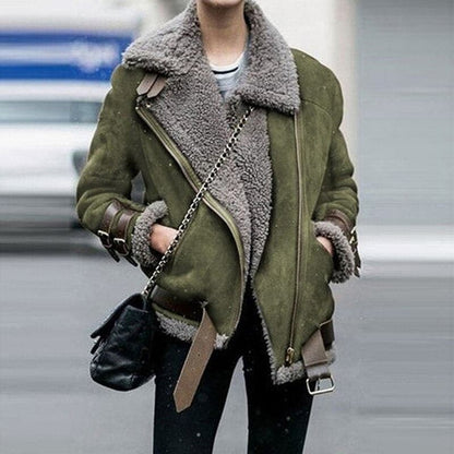 Veste aviateur en cuir doublée polaire chaude