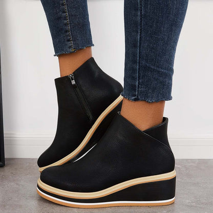 Bottes à plateforme pour femme avec fermeture éclair