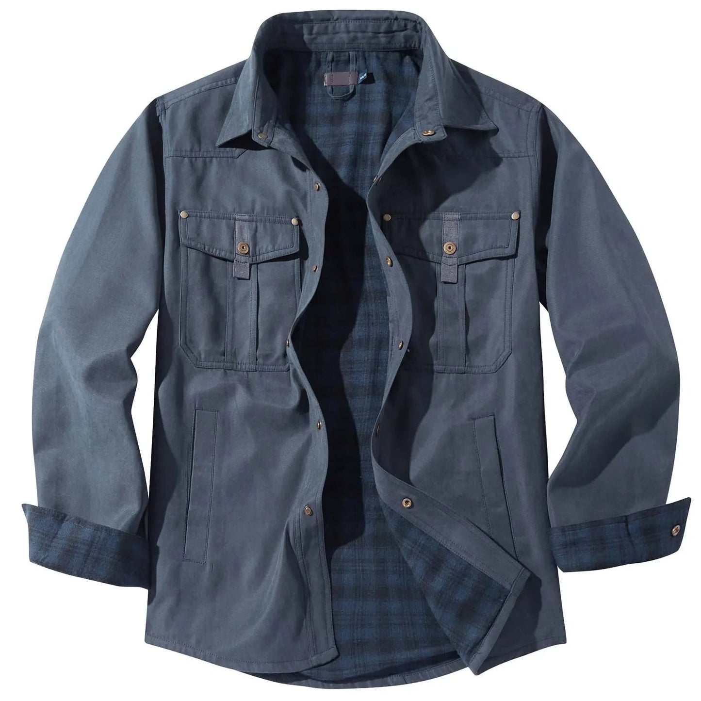 Grande taille homme veste flanelle à carreaux capuche