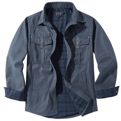 Grande taille homme veste flanelle à carreaux capuche