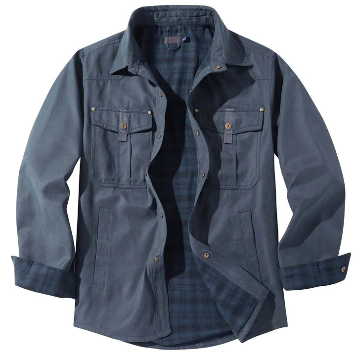 Grande taille homme veste flanelle à carreaux capuche