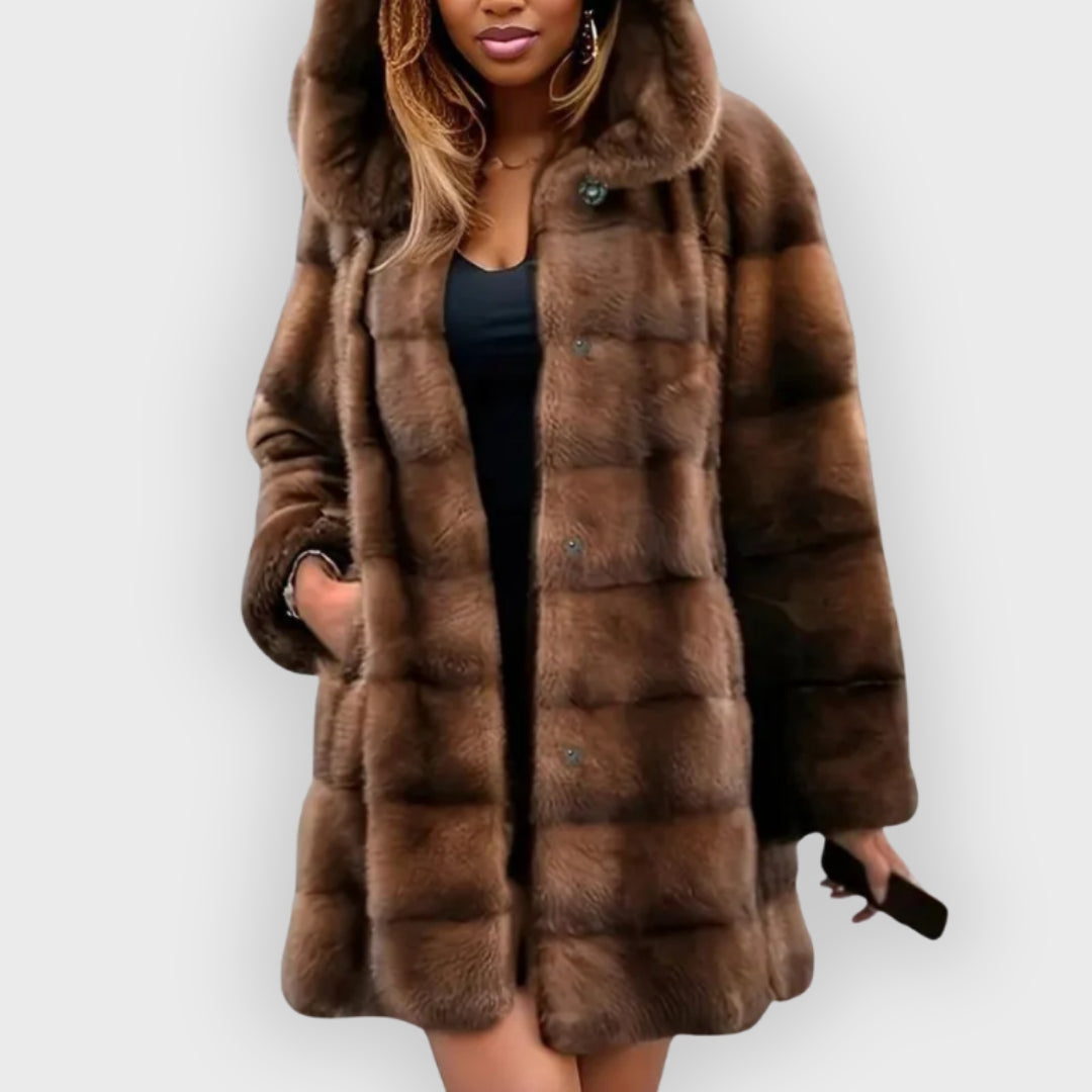 Trench-coat en fausse fourrure élégant pour femme