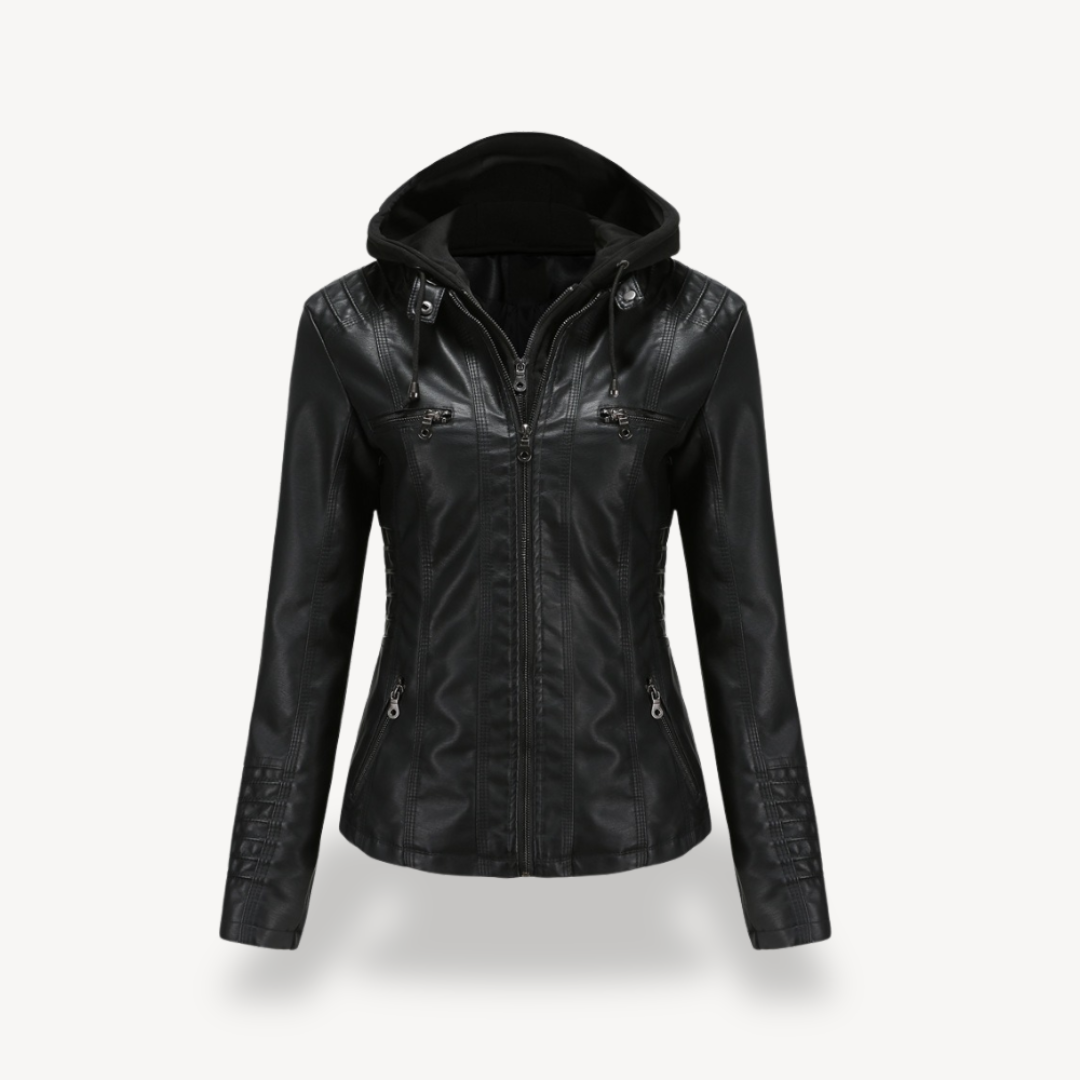 Blouson de moto élégant en similicuir pour femme