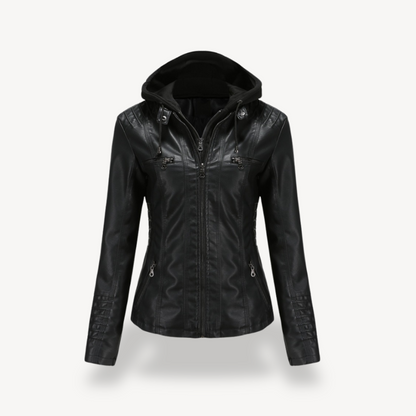 Blouson de moto élégant en similicuir pour femme