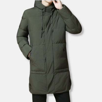 Veste d'hiver imperméable longue rembourrée à capuche