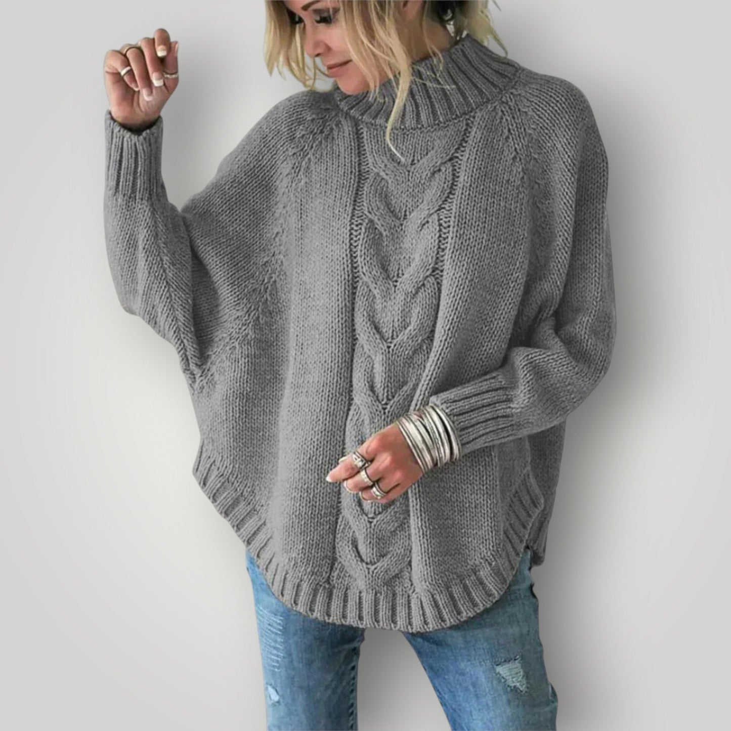Pull tricoté pour femme, col roulé, chaud pour l'hiver