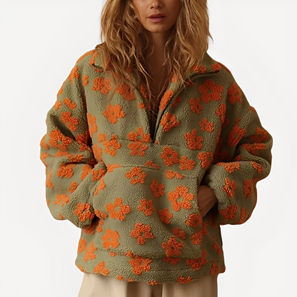 Pull Sherpa fleuri tendance pour femmes