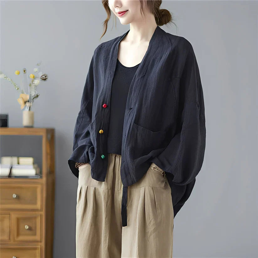 Gilet court ample avec poches pour femmes