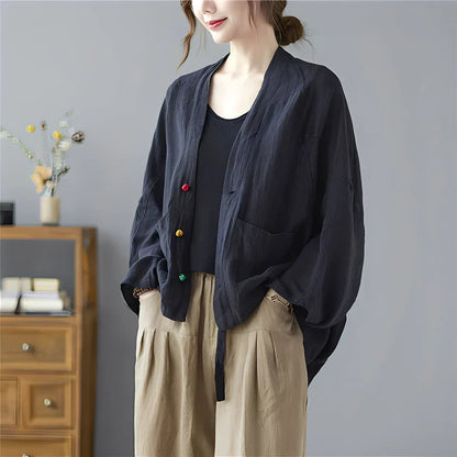 Gilet court ample avec poches pour femmes