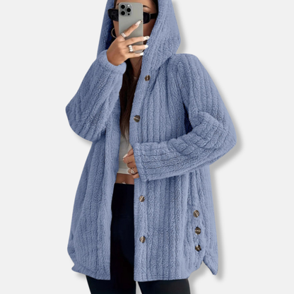 Manteau oversize à capuche, doux, mi-long