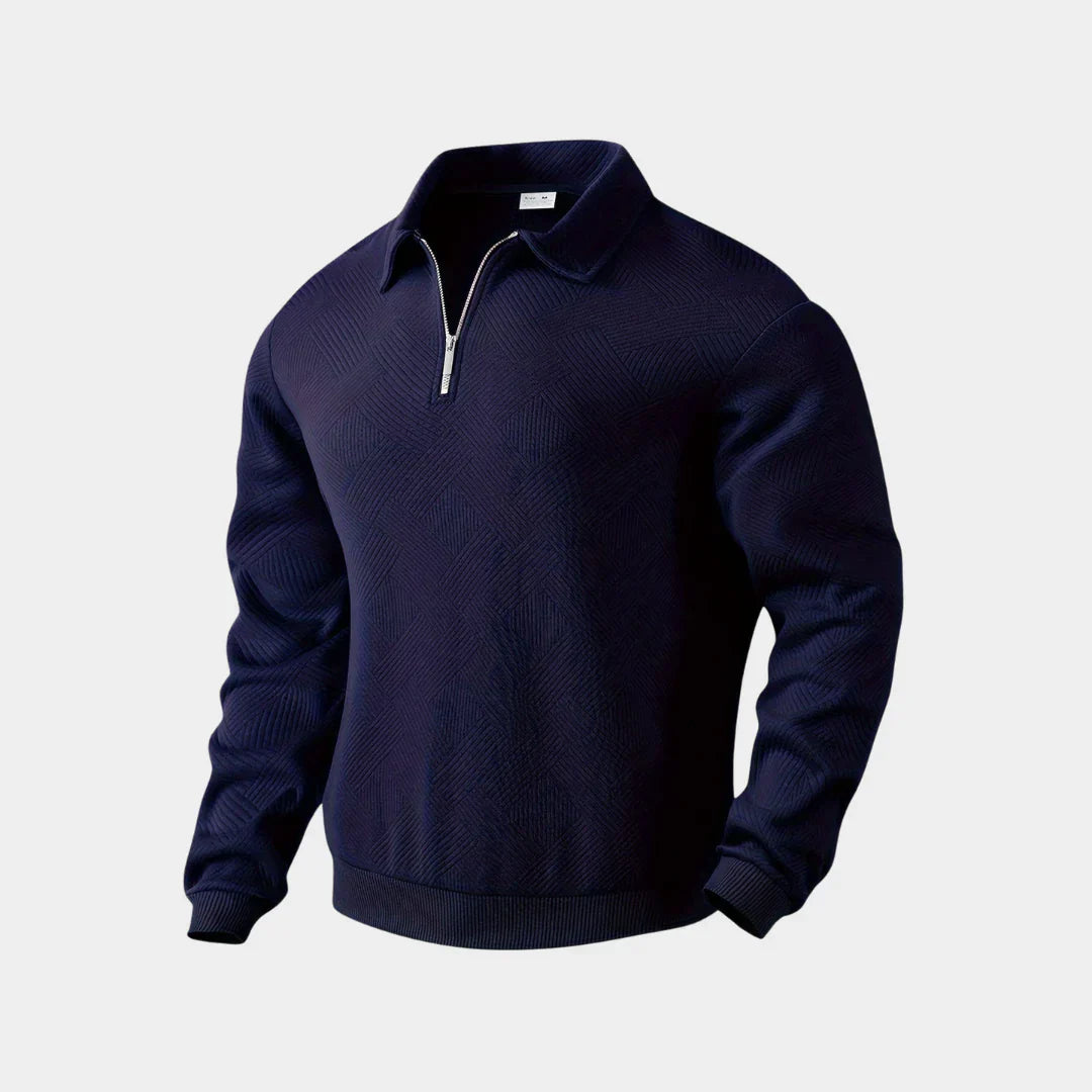 Pull-over homme demi-zip col montant moderne