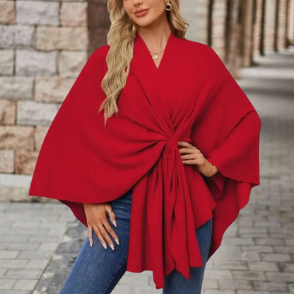 Haut pour femme avec effet cape et nœud sur le devant