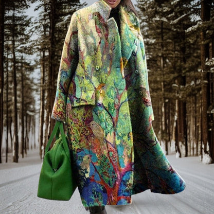 Longue robe femme à imprimé graphique pour l'automne-hiver