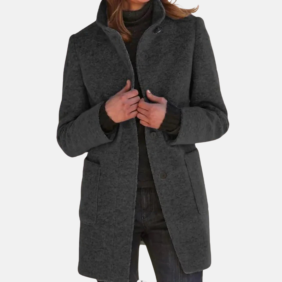 Veste Femme Tweed Vintage Élégante Col Roulé