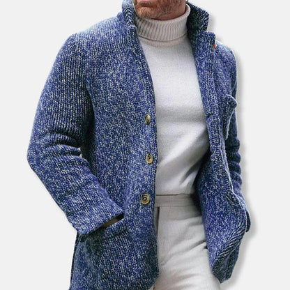 Cardigan homme structuré col montant boutons