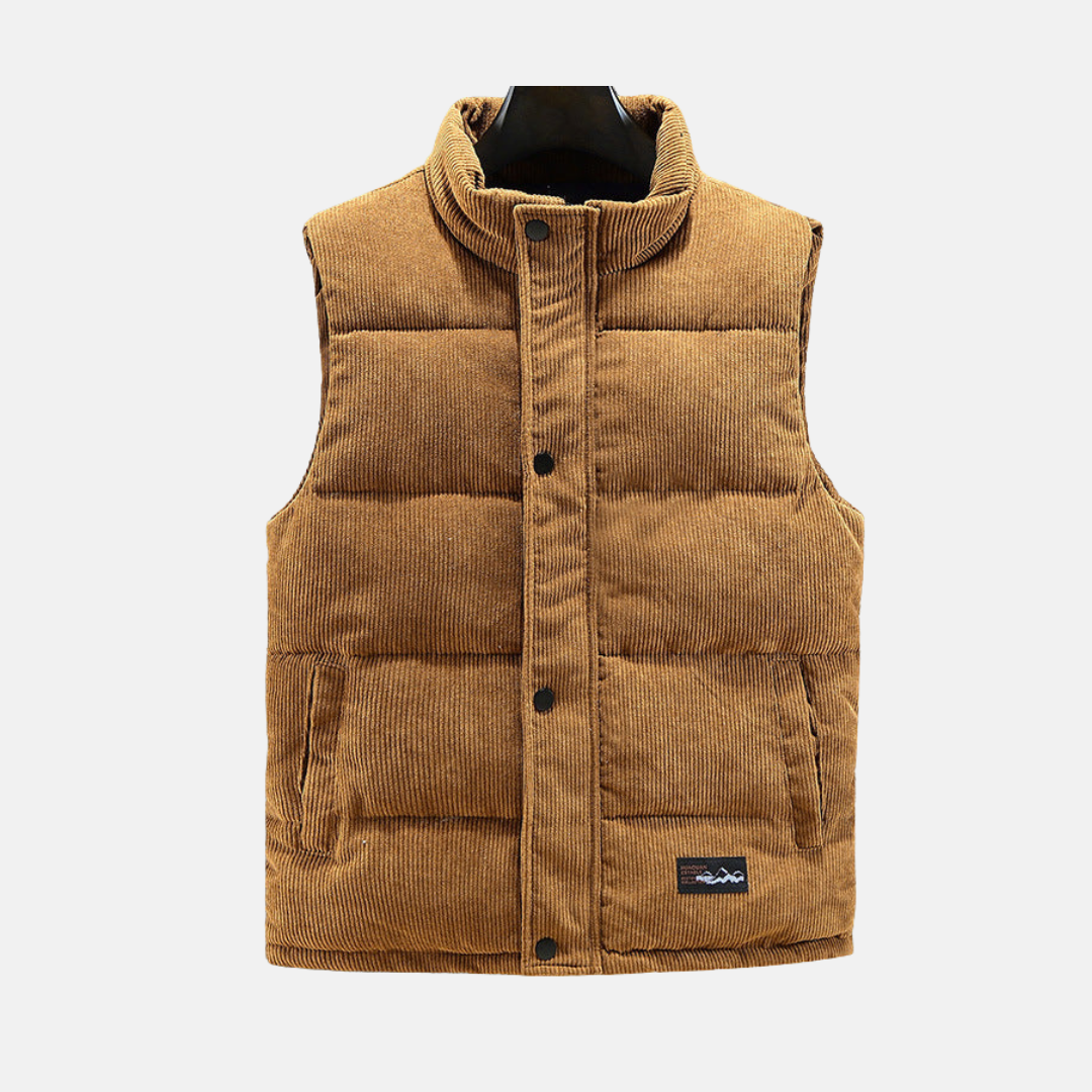 Herrenweste Cord Relaxed Fit Hoher Kragen - IdealeKleiden