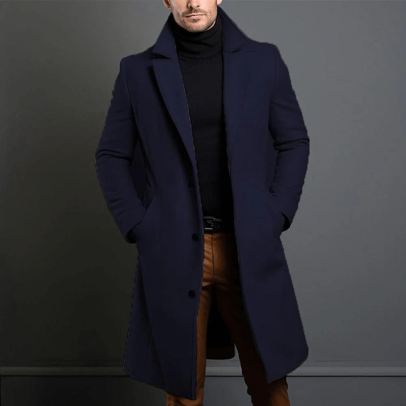 Manteau long d'hiver pour hommes, chaud et élégant