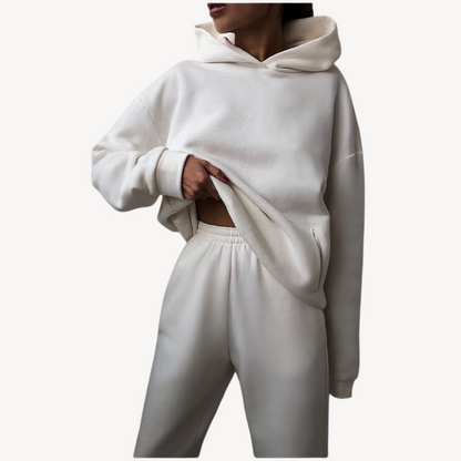 Ensemble de survêtement sportif noir à capuche pour femme