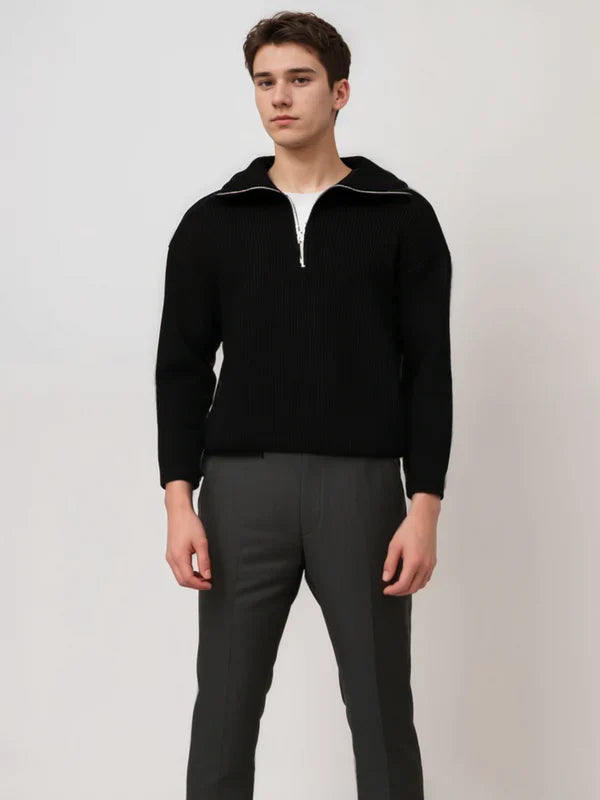 Pull rayé avec fermeture éclair Moderne