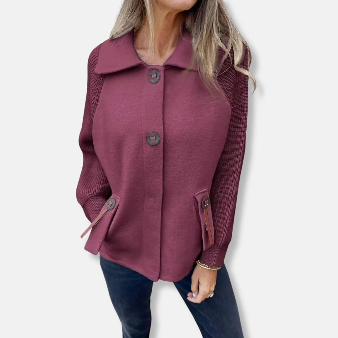 Veste décontractée pour femme en tricot avec fermeture boutonnée