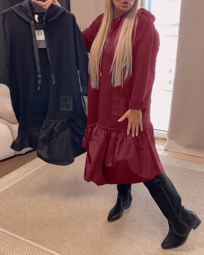 Robe à capuche manches longues femme