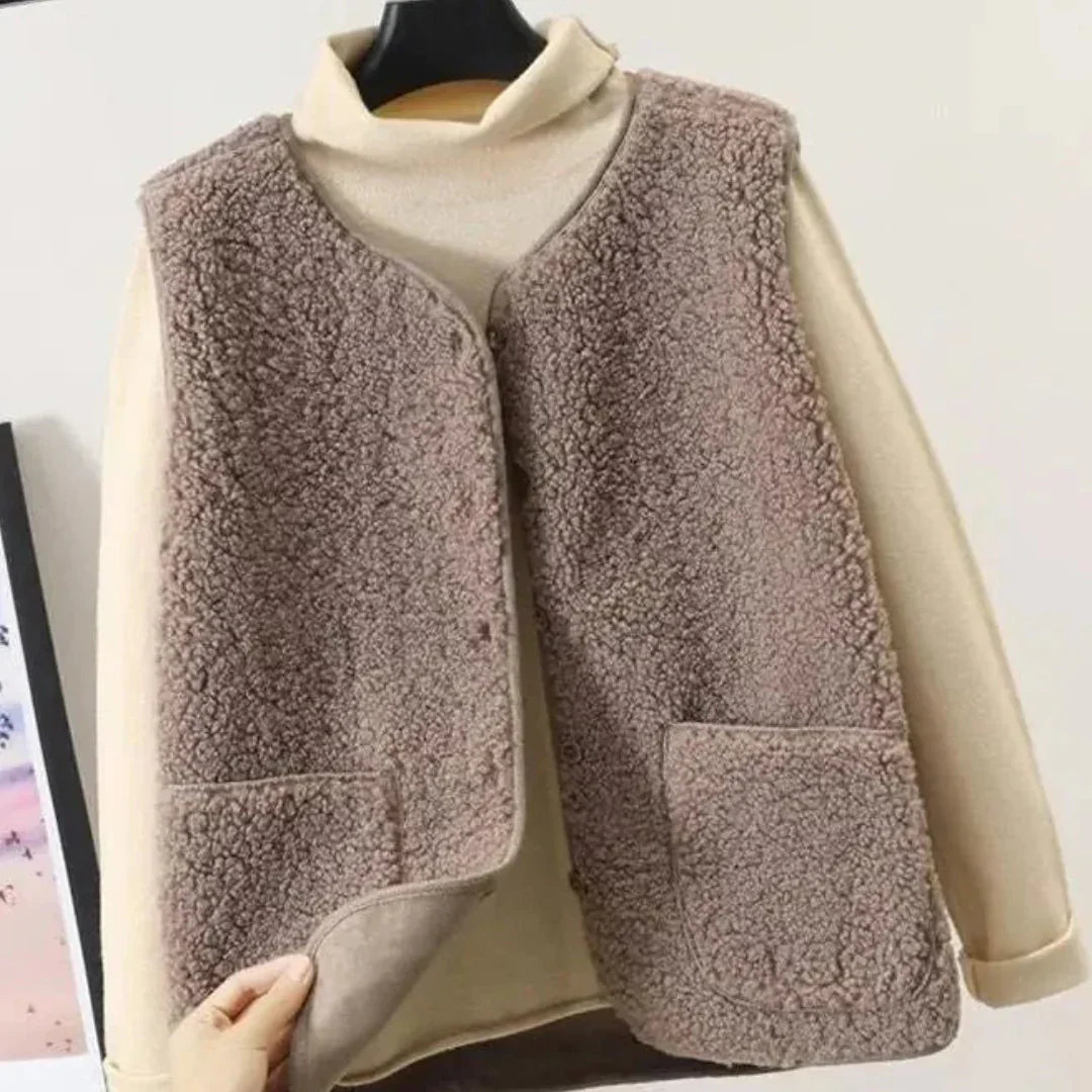Robe sans manches pour femme, chaude, boutonnée