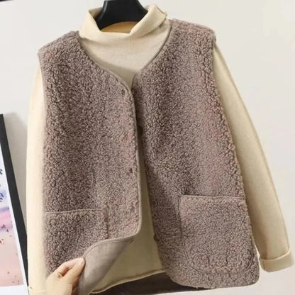 Robe sans manches pour femme, chaude, boutonnée