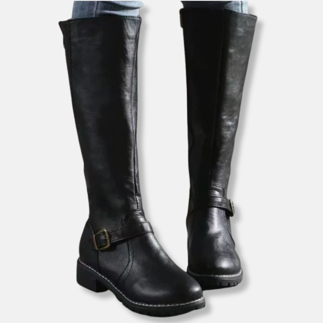 Bottes hautes imitation cuir double fermeture éclair