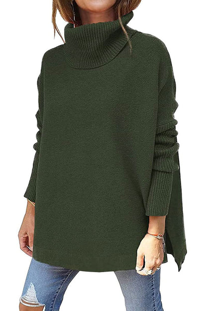 Pull-over chaud pour femmes à col roulé en laine