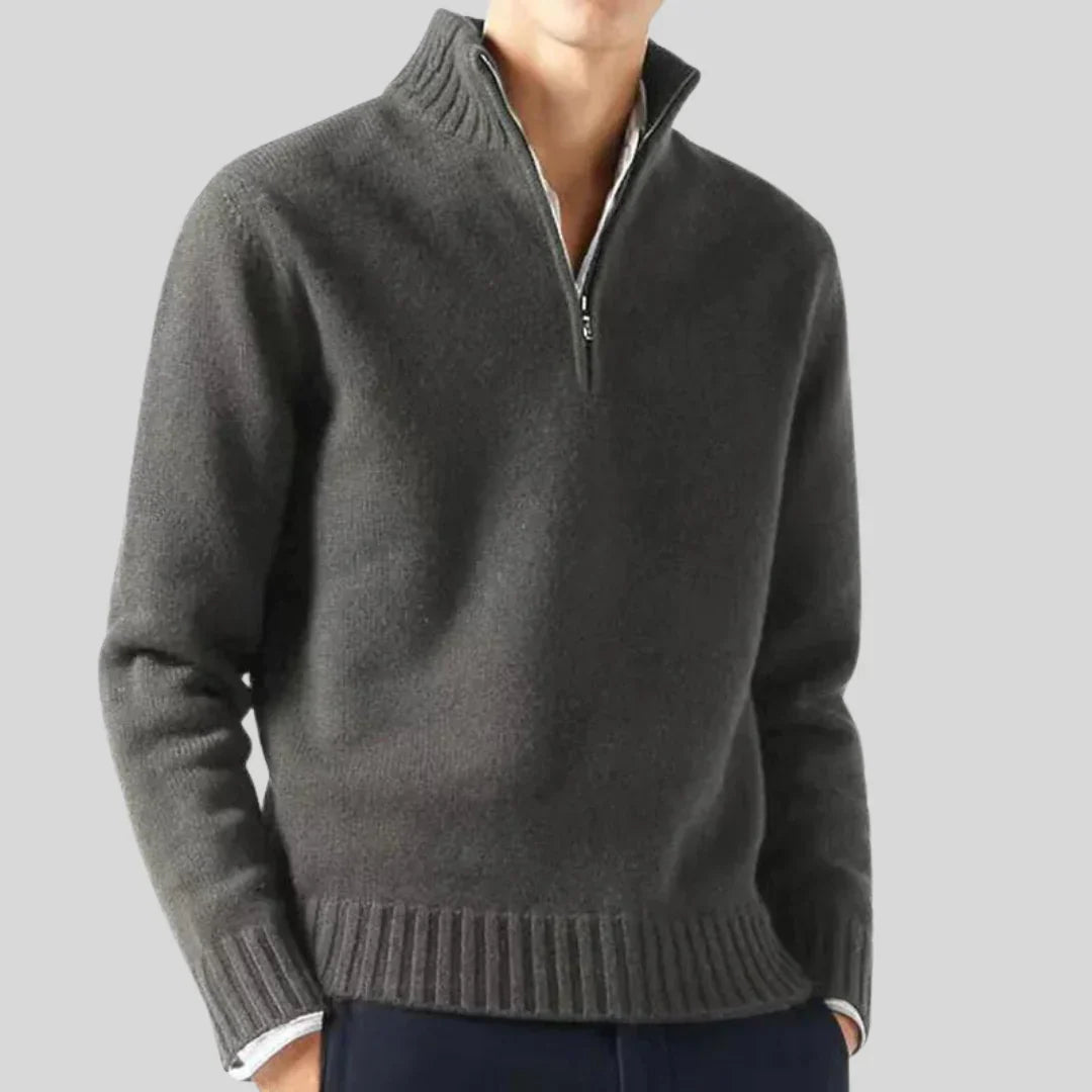 Pull de luxe pour homme à demi-fermeture éclair