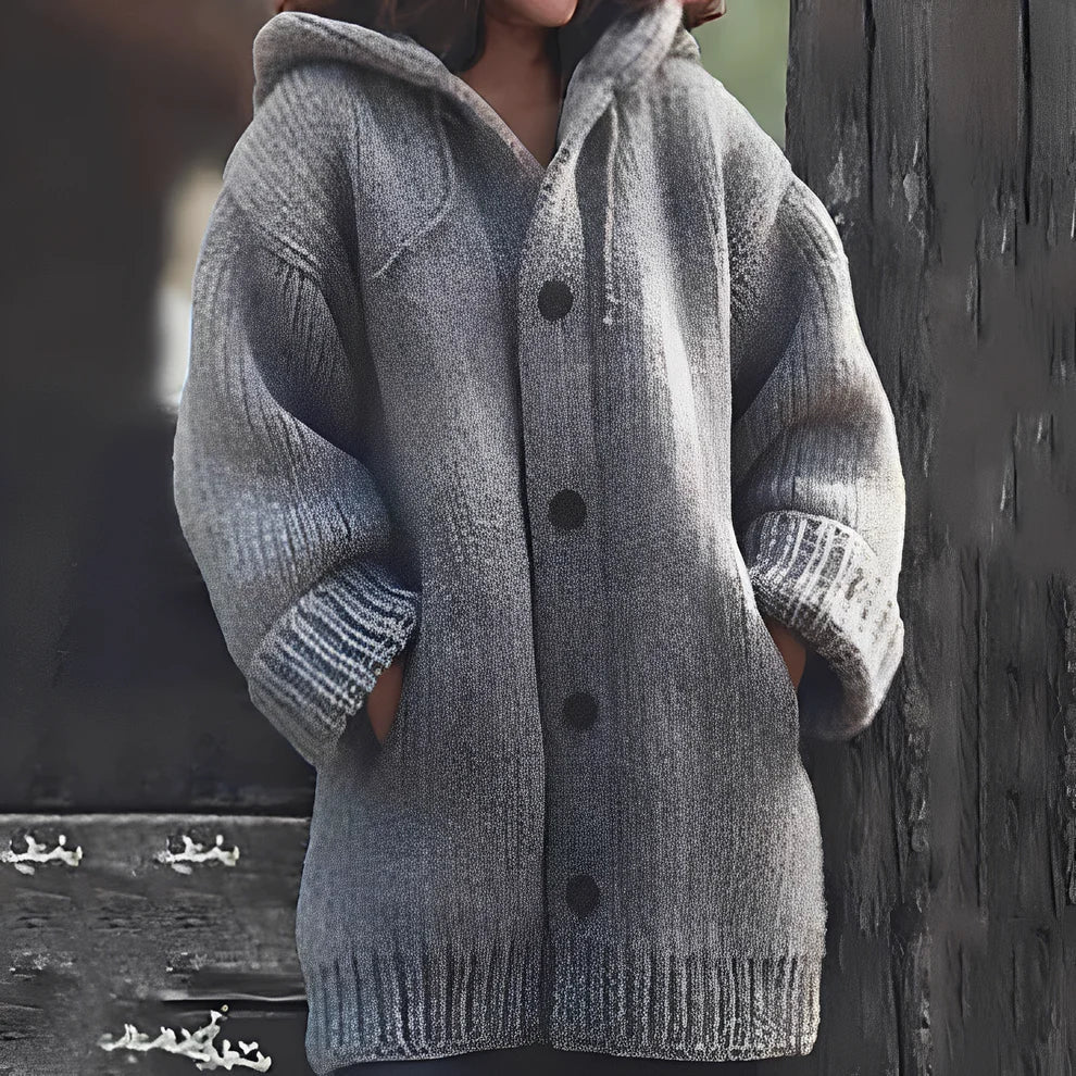 Gilet en maille à capuche confortable avec poches pour femme