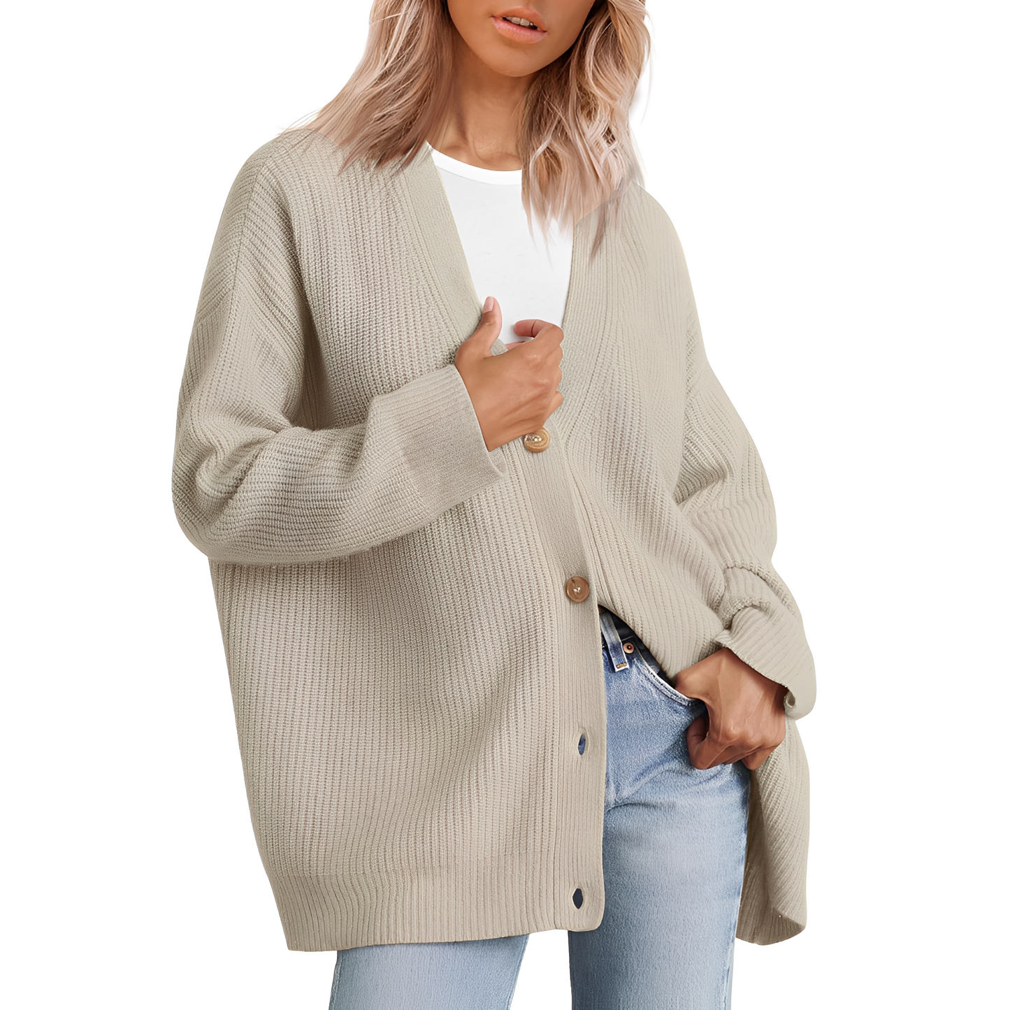 Bequemer Oversize Cardigan Frauen - IdealeKleiden