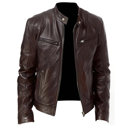 Veste en cuir homme élégante modèle décontracté