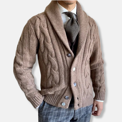 Strickjacke Wollmischung Klassisch Schnitt mit Knöpfen - IdealeKleiden