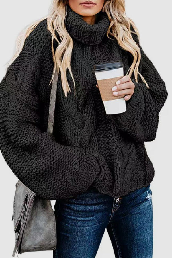 Pull en cachemire élégant col roulé hiver