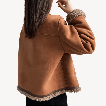 Damen Winterjacke Fleece Gefüttert Kunstpelz - IdealeKleiden