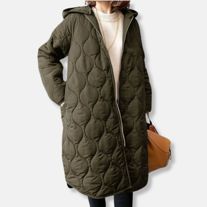 Doudoune longue matelassée oversize à capuche pour femme