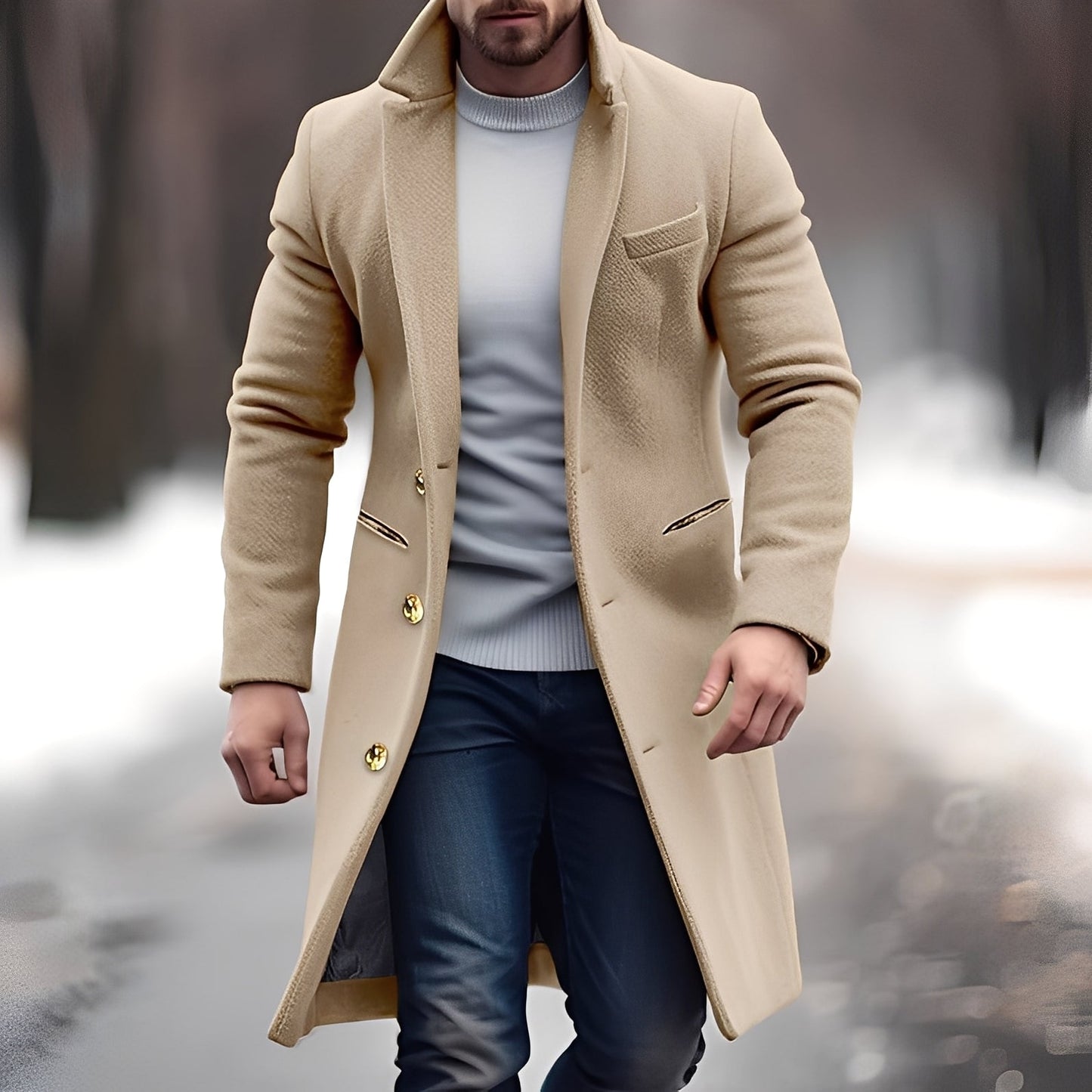 Herren Wollmantel Elegant Mittellang - IdealeKleiden