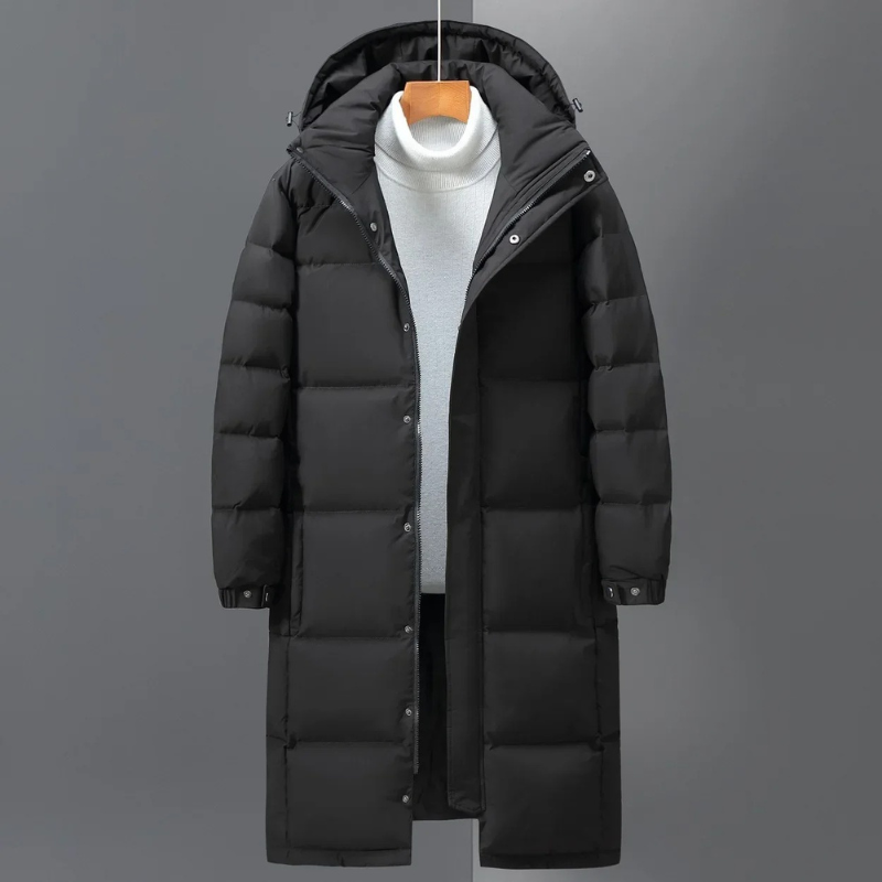 Manteau long d'hiver pour hommes avec capuche, chaud