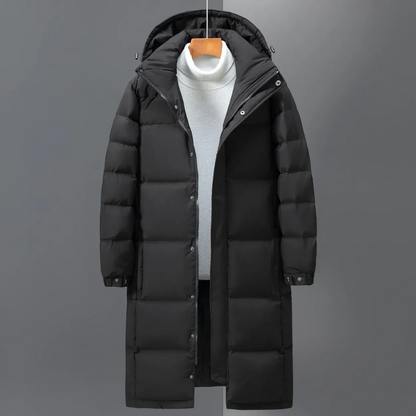 Manteau long d'hiver pour hommes avec capuche, chaud