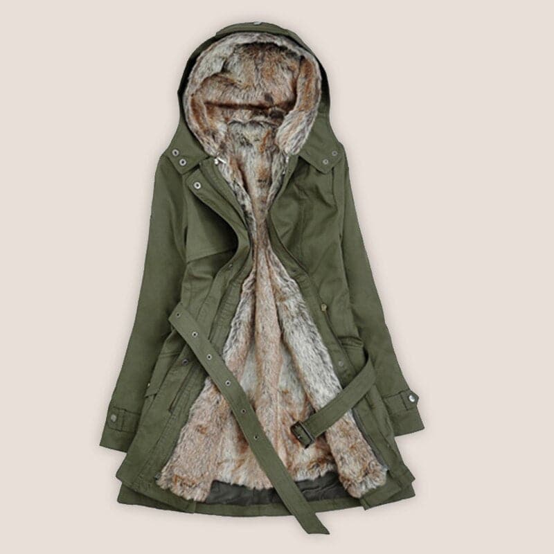 Parka mi-cuisse en fausse fourrure pour femme à capuche