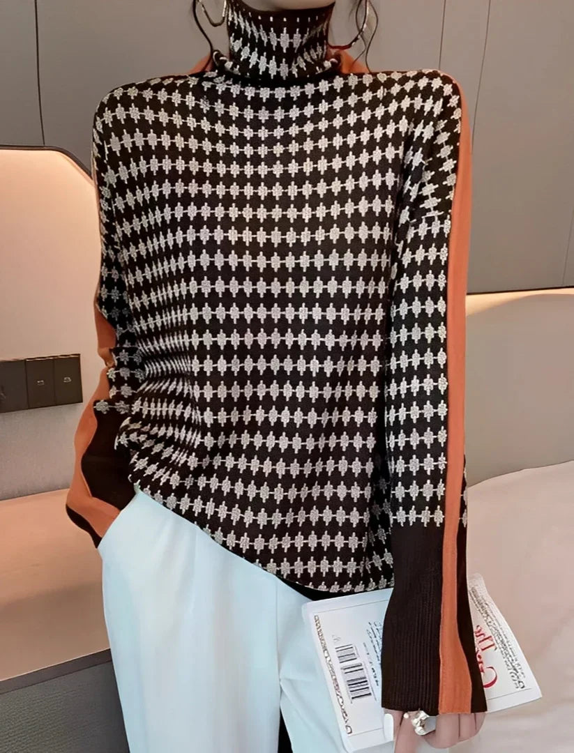 Pull col roulé tricoté moderne pour femme